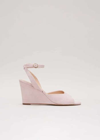 Phase Eight Ankle Strap Peep Toe Wedge Heels Pink USA | 4912658-XV